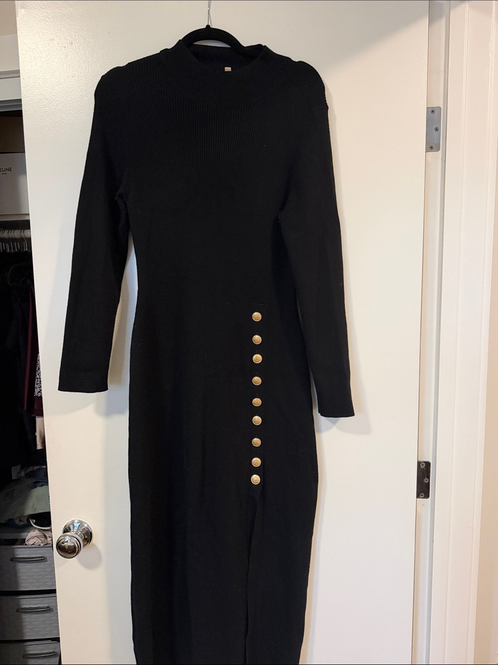 Sezane Harper Dress | Black Merino Wool Sweater Dress - Picture 5 of 5